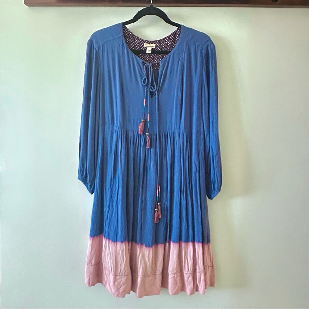 Holding Horses Anthropologie Boho Tassel Tie Dip Dye Dress Size 0